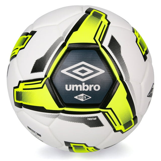 Umbro Tristar Size 5 Adult and Teen Soccer Ball, White/Black/Yellow