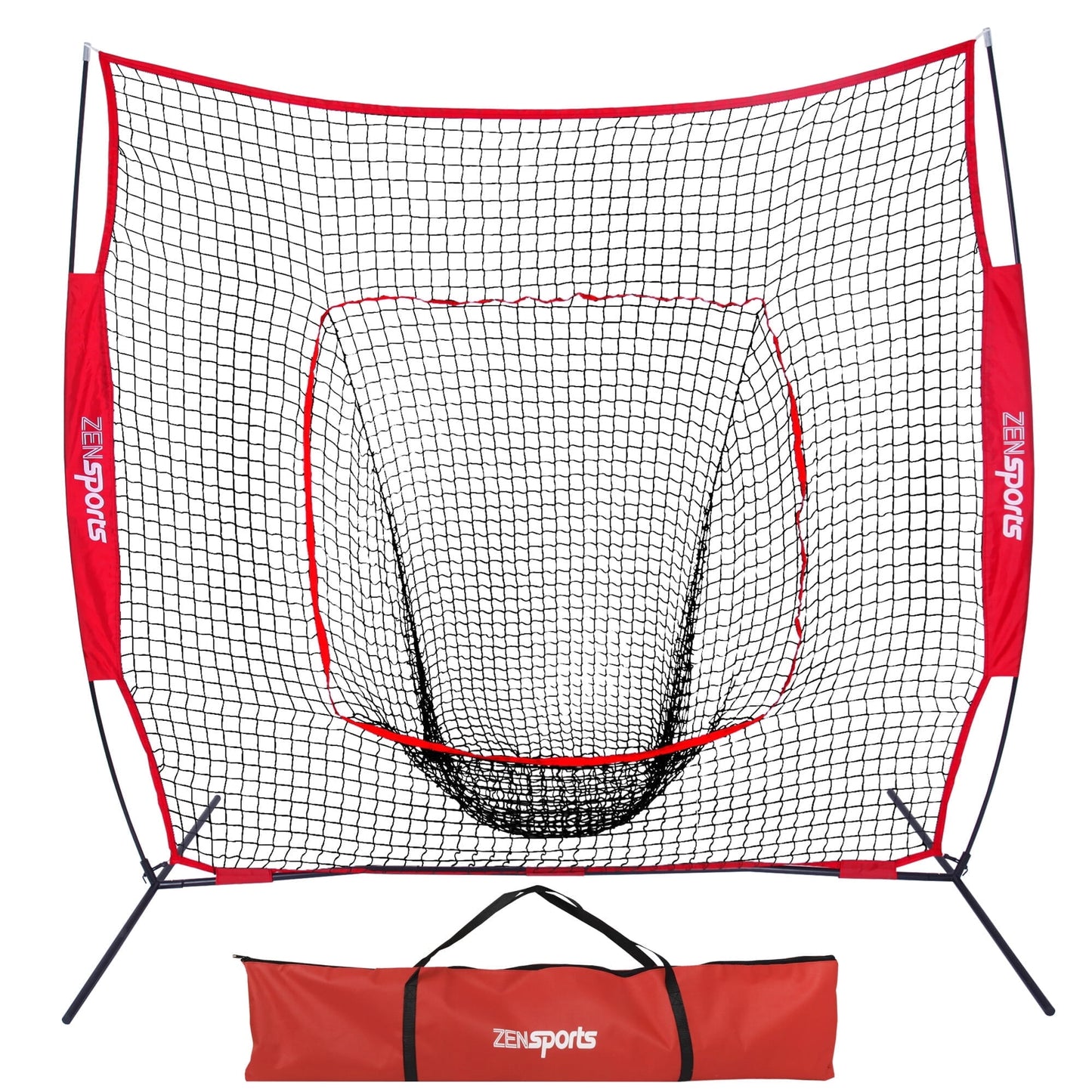 ZenSports 7x7FT Portable Baseball Practice Net Softball Hitting Pitching Net W/Bag